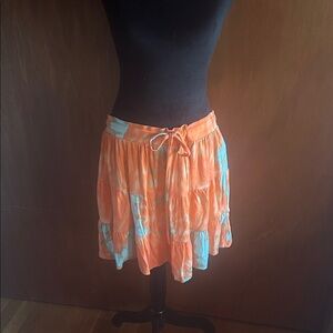 LuLaRoe Vibrant Orange and Blue Mini Skirt